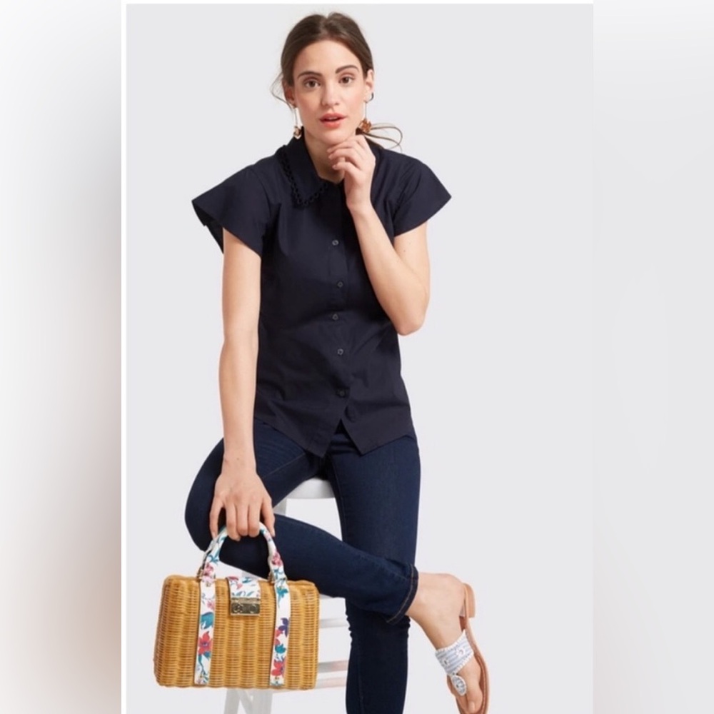 Draper James Navy Button Down Shirt